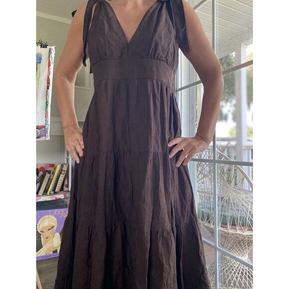 House of Harlow 1960 Linen Blend Midi Dress Women’s Size L Boho Chic - Picture 1 of 8